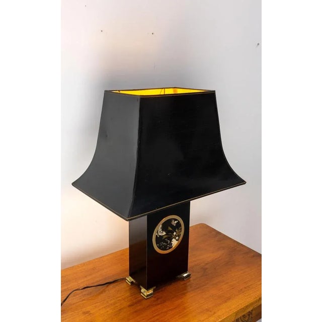 Mid-Century French Table Lamp in Black & Butterflies, 1970s For Sale - Image 4 of 10