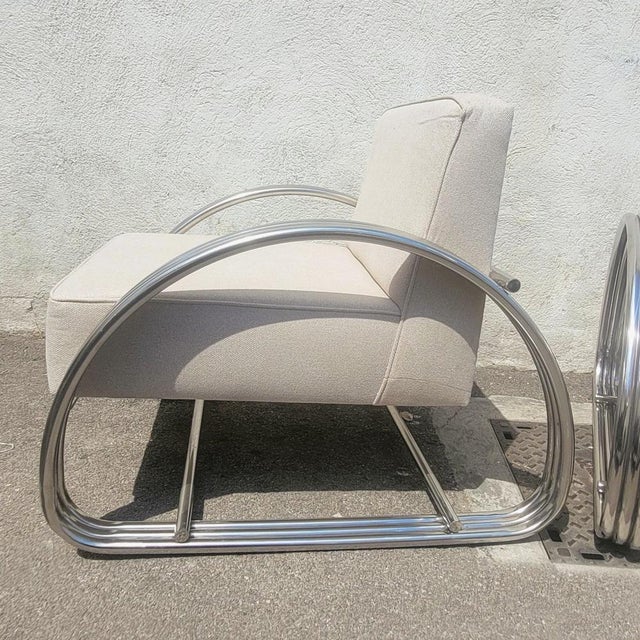 Beige Large 20th Century Chrome Armchairs from Ralph Lauren, 1980s, Set of 2 For Sale - Image 8 of 18