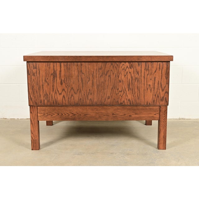 Antique Oak Arts & Crafts 5-Drawer Architect's Blueprint Flat File Cabinet, Newly Refinished For Sale - Image 14 of 15
