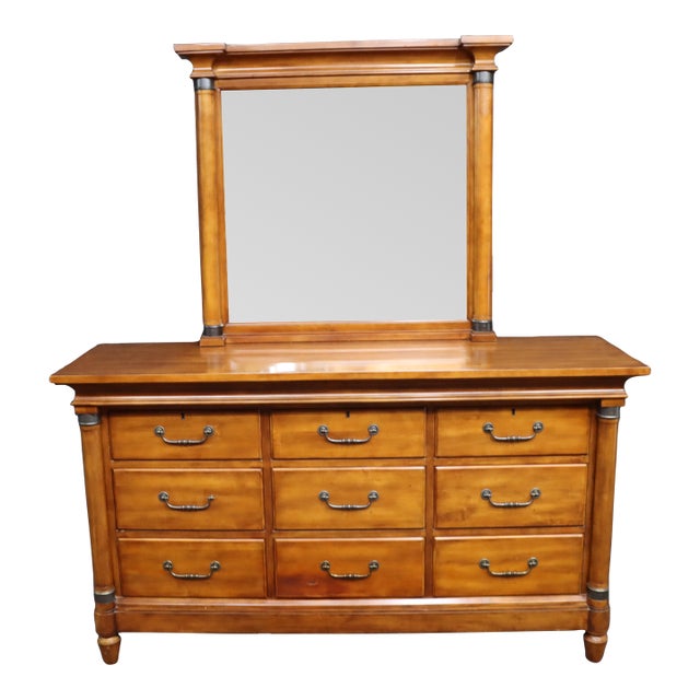 Kincaid Solid Cherry 9-Drawer Dresser With Mirror For Sale
