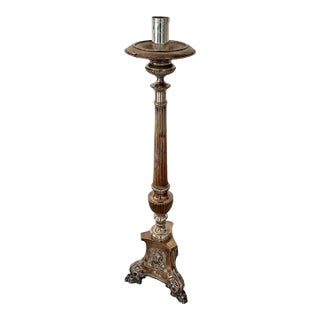 Antique Silver on Copper Cathedral Candlestick For Sale