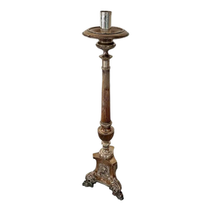 Antique Silver on Copper Cathedral Candlestick