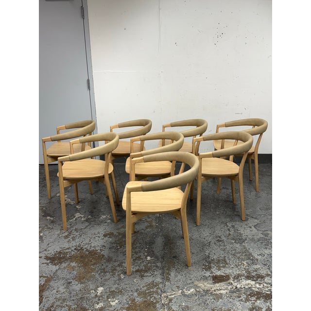 West Elm Irvine Sand Leather Dining Chairs, Set of Eight For Sale In San Francisco - Image 6 of 12