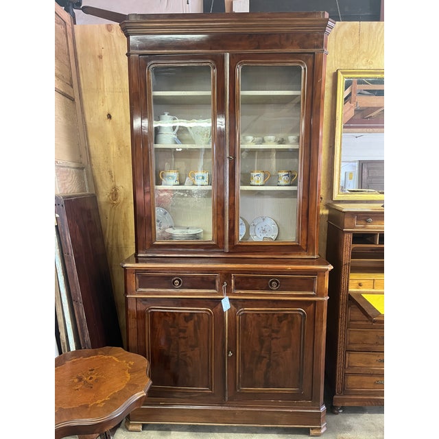 Brown Italian Cherry Wood Display Cabinet, Mid-1800's For Sale - Image 8 of 11