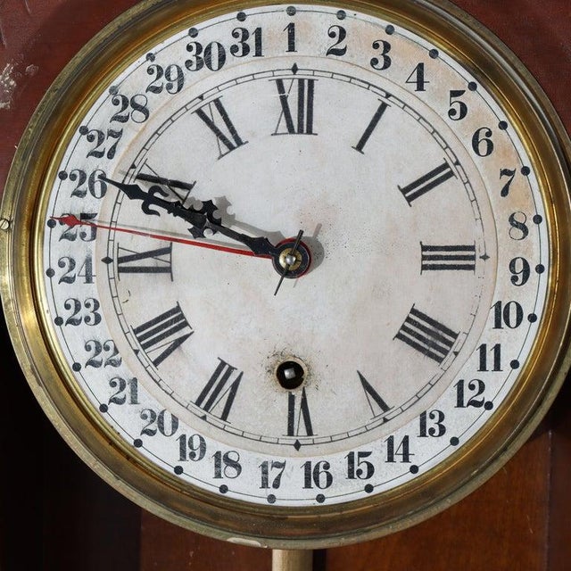 Oversized Antique Chip Carved Walnut Calendar Clock C1890 For Sale - Image 14 of 16