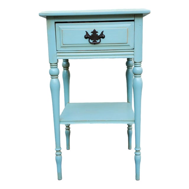 1950s Vintage Nightstand Painted Pale Blue For Sale