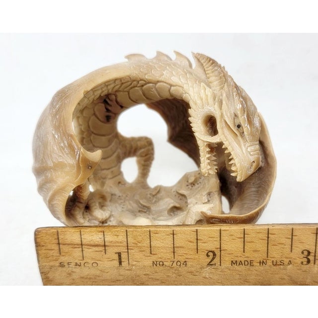2010's Hand Carved Tagua Nut Dragon - 2-1/2" X 3" - Figurine - Vegetable Ivory For Sale - Image 14 of 14