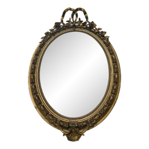Antique French Louis XVI Oval Giltwood Mirror