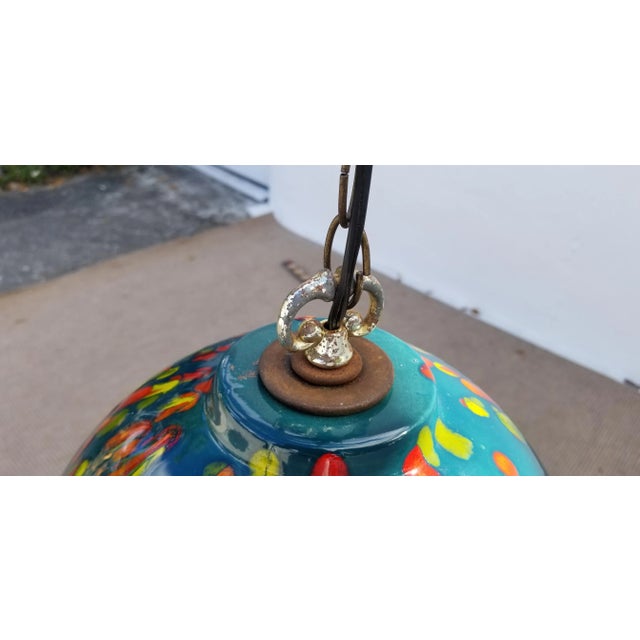 Vintage Mid-century Ceramic Glazed Pendant Lamp For Sale - Image 11 of 12