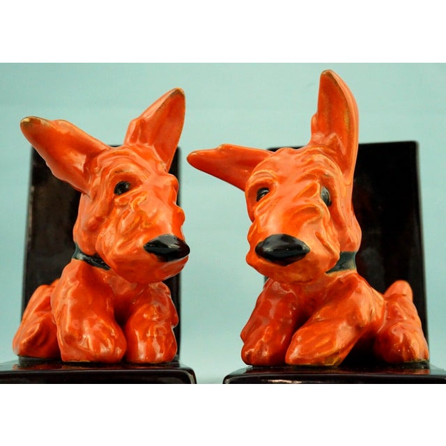 Art Deco Ceramic Scotch Terrier Bookends by Ida Meisinger for Goldscheider, Austria, 1920s, Set of 2 For Sale - Image 9 of 18