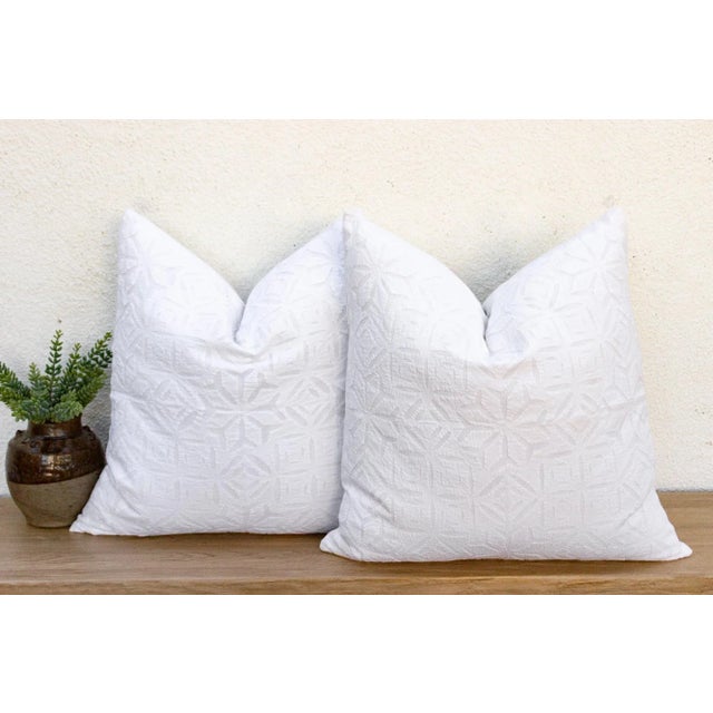 White Spring Time, Pair of Appliqué Pillow Covers For Sale - Image 8 of 8