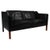 Black Model 2212 Black Leather and Teak Two-Seater Sofa by Børge Mogensen for Fredericia For Sale - Image 8 of 8