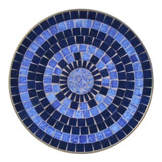 Mid-Century Blue Inlaid Tile Tray For Sale