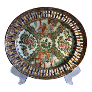 19th Century Chinese Rose Medallion Pierced Platter