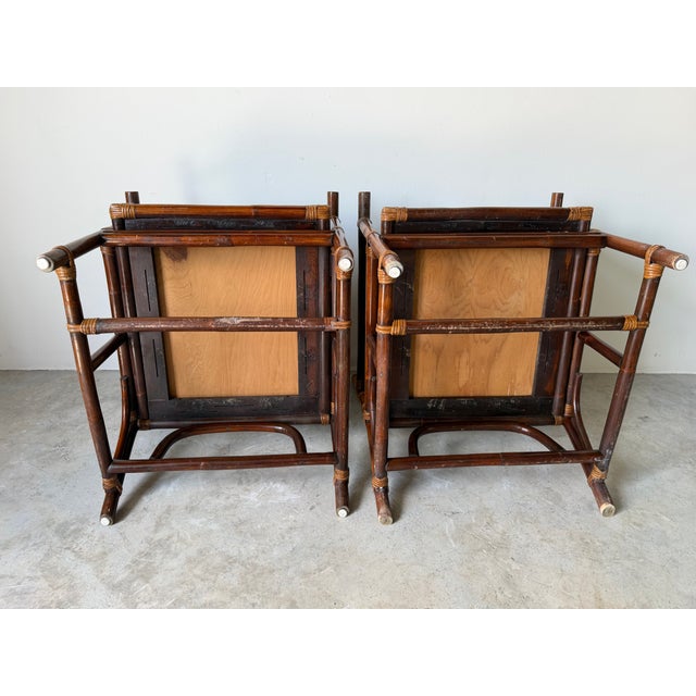 Vintage Rattan Bamboo Lounge Chairs With Cushions – A Pair For Sale - Image 18 of 18