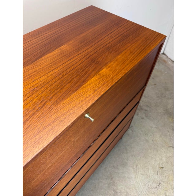 Mid Century Modern Walnut Tall Dresser / Credenza by Kipp Stewart for Directional by Calvin Furniture, Restored For Sale - Image 11 of 12