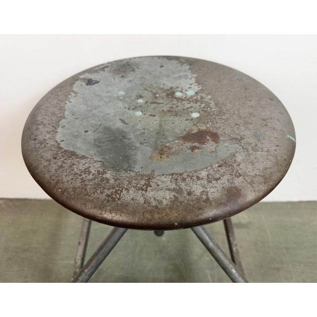 Industrial Iron Adjustable Swivel Stool, 1960s For Sale - Image 18 of 18