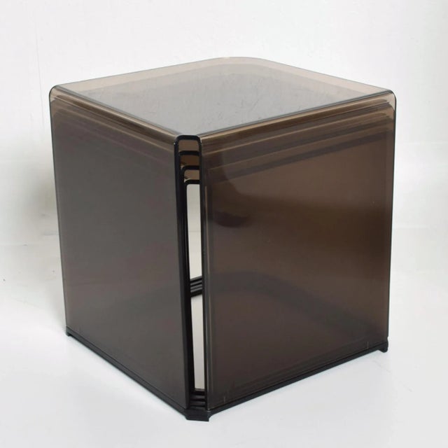 Black 1970s Set of Four Nesting Tables in Satin Black Metal & Smokey Gray For Sale - Image 8 of 13