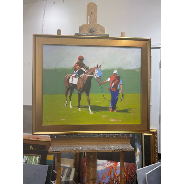 Textile Long Walk to the Track Expressionism Oil Painting For Sale - Image 7 of 7