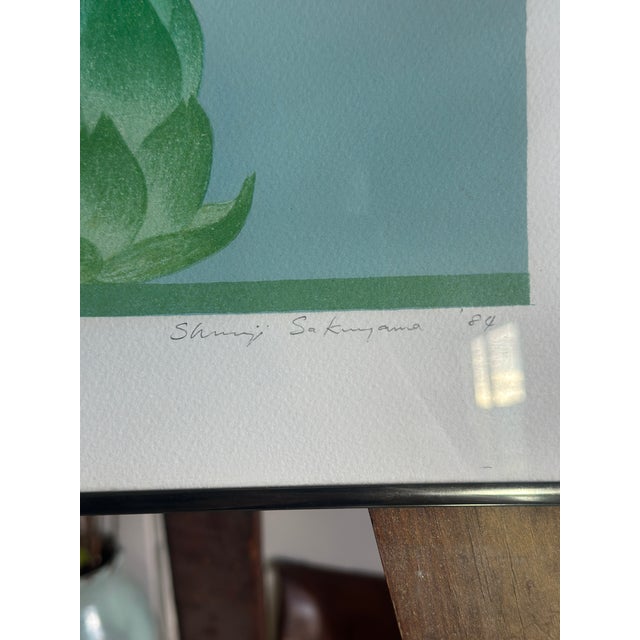 Printmaking Materials 1984 Shunji Sakuyama Signed Artichoke Lithograph – Rare Artist's Proof (Framed) For Sale - Image 7 of 8