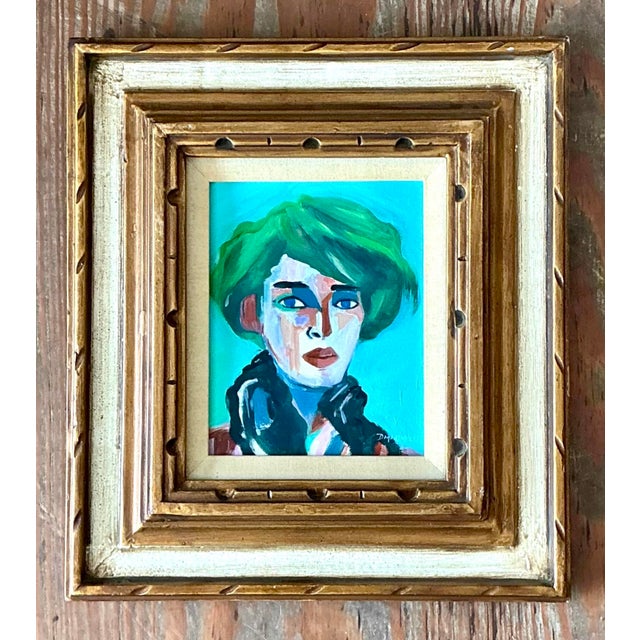 Vintage Original Abstract Portrait on Canvas For Sale - Image 12 of 12