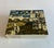 Vintage poker playing cards box in walnut wood and "City of Cards" enameled metal case cover, it holds two packs of cards...