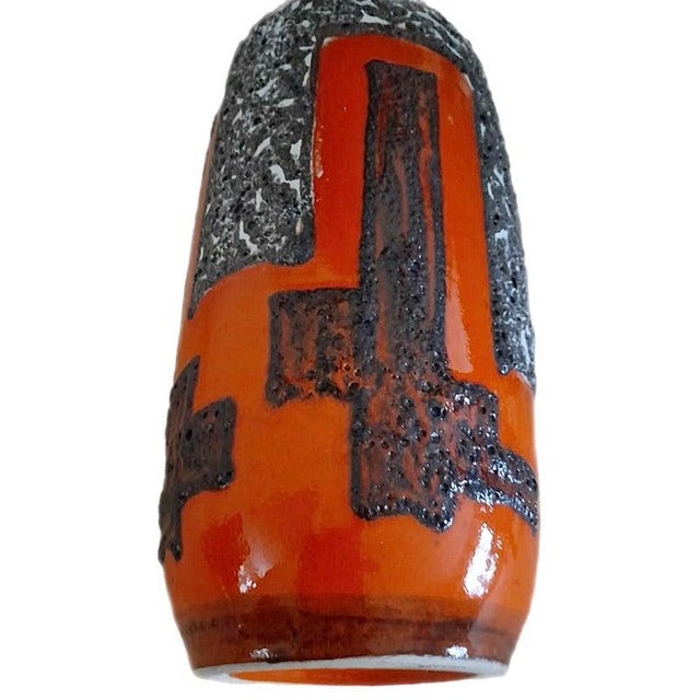 1960s 60s Huge 1.5 Ft Schuerich Brutalist Geometric Fat Lava Floor Vase Umbrella Walking Stick Holder Germany For Sale - Image 5 of 7