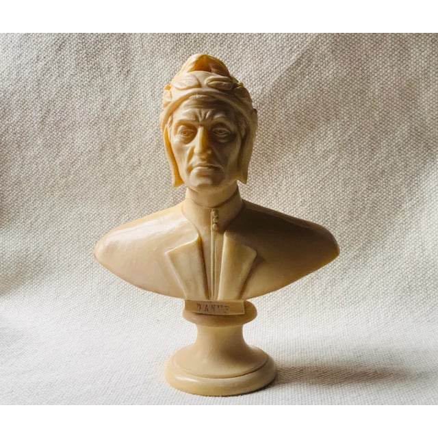 1950s Italian Dante Alighieri Bust Almond Alabaster Sculpture For Sale - Image 9 of 18