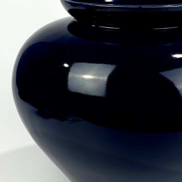 Ceramic Extra Large Ink Blue Ceramic Vase by Haeger No. 4313. Made in Usa For Sale - Image 7 of 9