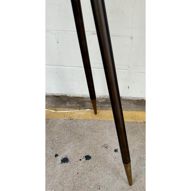 Modern Revelation Modern Hammered Antique Brass Tripod Hemi Floor Lamp For Sale - Image 3 of 5