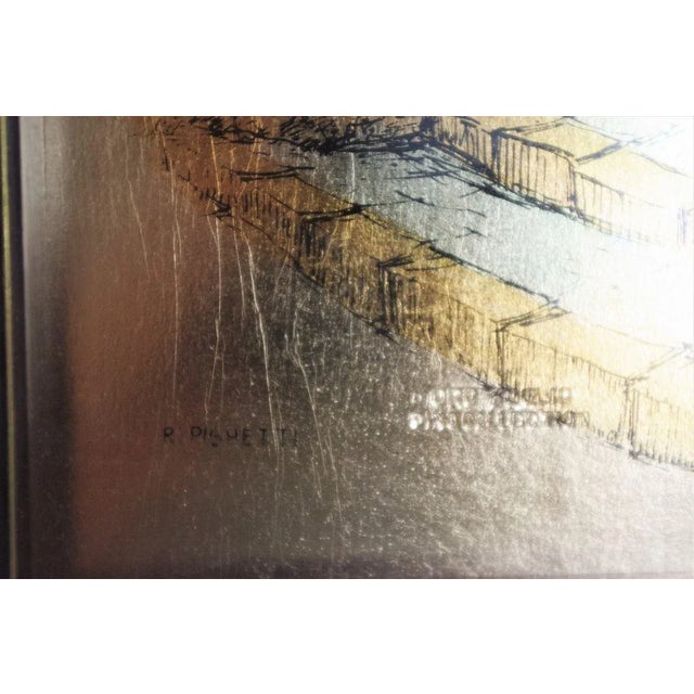 Italian Framed Gold Leaf Pictures by R. Pighetti, 1970s, Set of 2 For Sale - Image 11 of 18