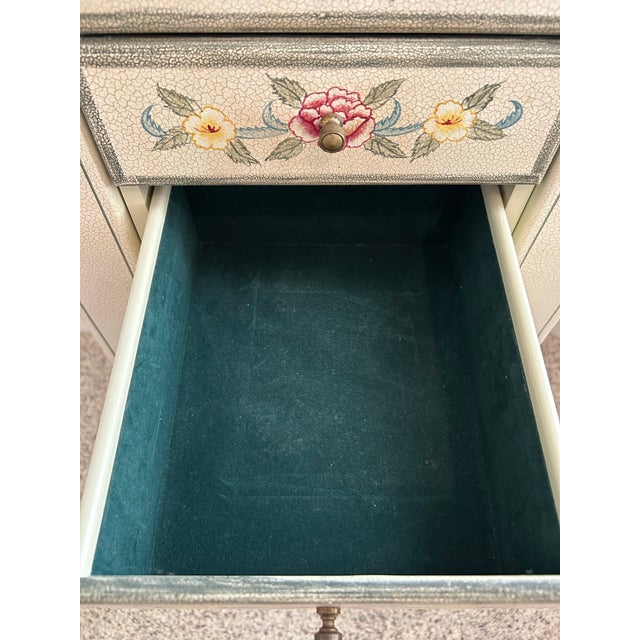 Hand-Painted Floral Jewelry Armoire Cabinet With Mirror & Storage For Sale - Image 4 of 10