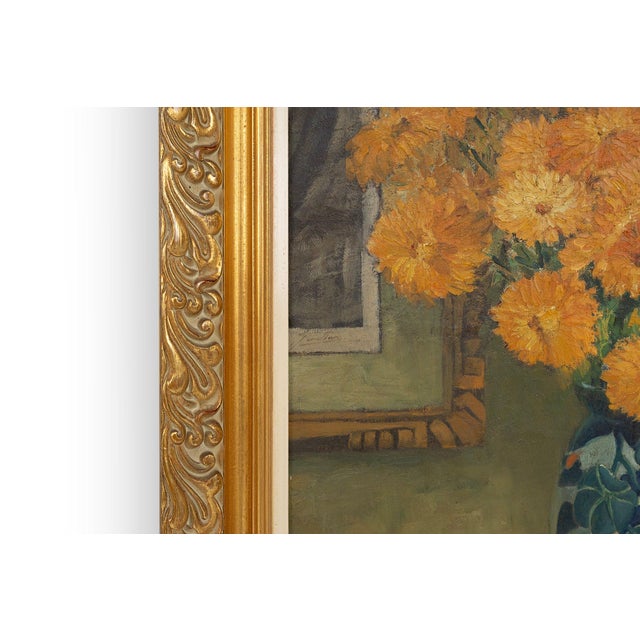 Gold Jos Pas, Still Life with Flowers and Grapes in a Vase, 1944, Oil on Canvas For Sale - Image 8 of 11