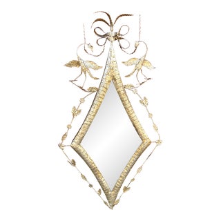 Vintage Labarge Style Metallic Toile Wall Mirror For Sale