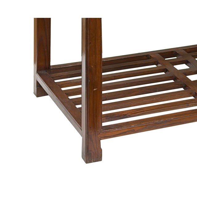 Wood Vintage Brown Stain Patina Deep Rectangular Drawers Desk Table For Sale - Image 7 of 13
