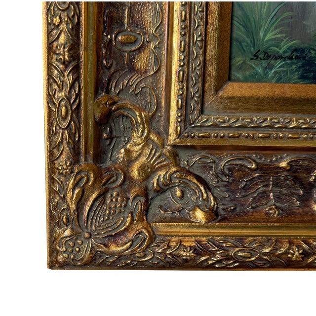 Late 20th Century Vintage European Style Gilt Frame Figural Painting Signed S. Depardieu For Sale - Image 5 of 6