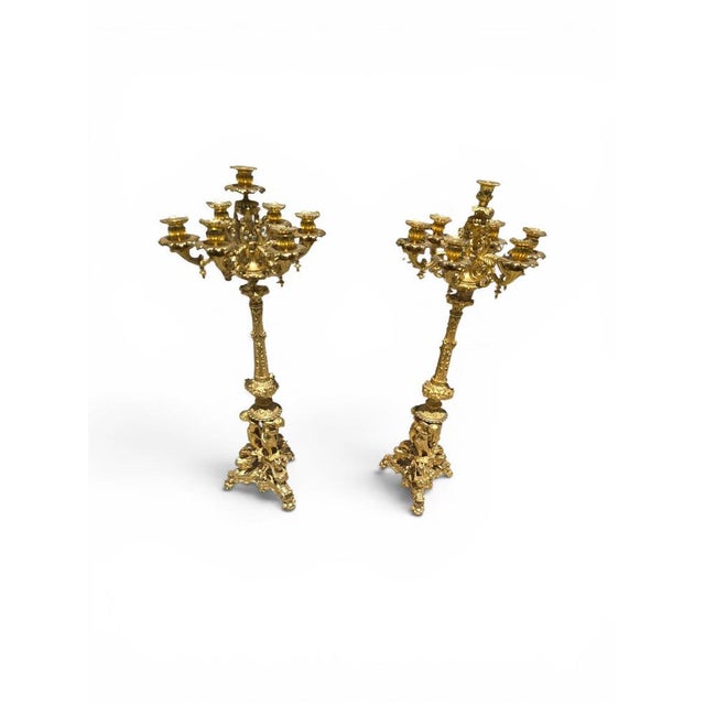 Monumental Gilt Bronze Candelabras, 19th Century, Set of 2 For Sale - Image 12 of 13