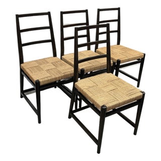 Rustic Farmhouse Ladderback Dining Side Chairs, Set of Four For Sale