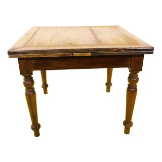 Extendable Wooden Dining Table with Turned Legs For Sale