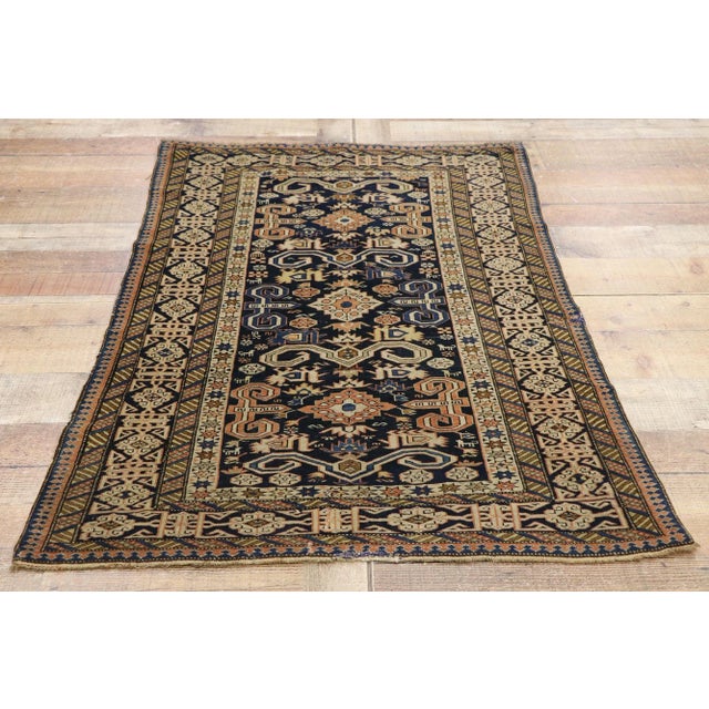 Textile Antique Caucasian Shirvan Kuba Rug, 03'02 X 04'04 For Sale - Image 7 of 9