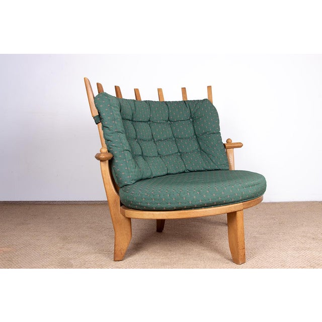 Forest Green Large French Lounge Chair in Oak by Guillerme et Chambron for Votre Maison, 1960s For Sale - Image 8 of 18