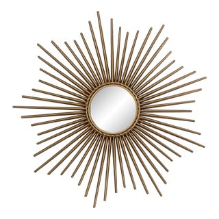 Global Views Radiating Sunburst Gold Gilt Convex Mirror For Sale