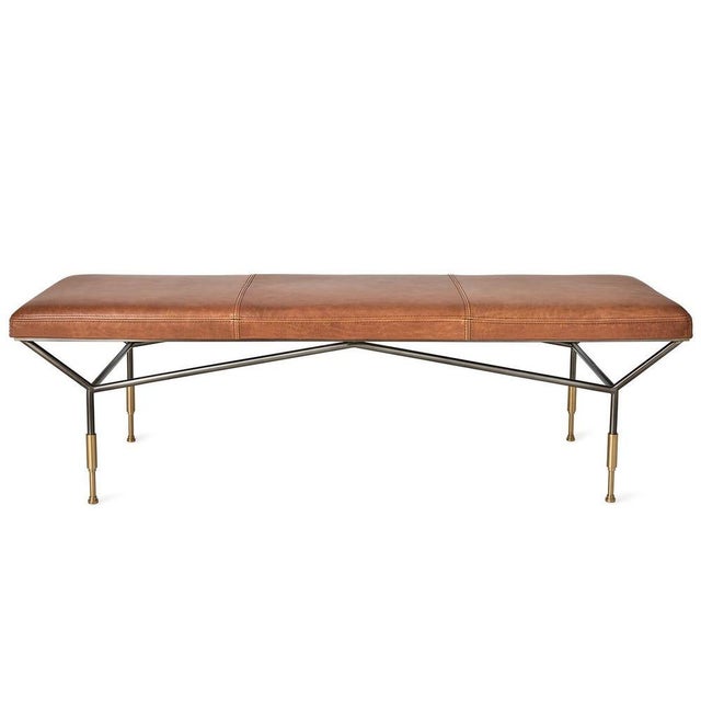 Uttermost Modern Leather Bench For Sale - Image 4 of 6