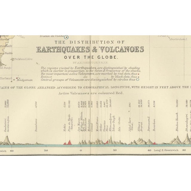 Earthquakes and Volcanoes Map by A. K. Johnston, 1852 For Sale - Image 9 of 10