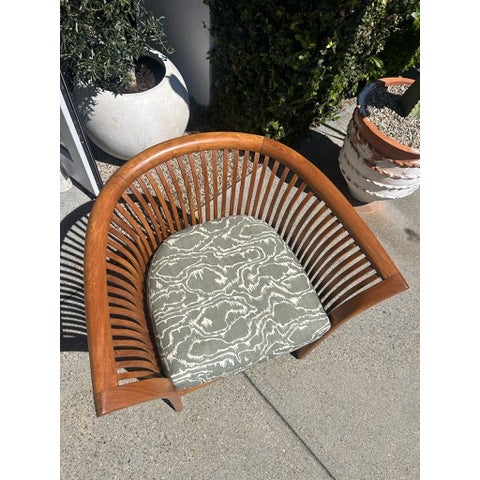 Vintage Curved Slat Teak Wood Lounge Chair For Sale - Image 10 of 11