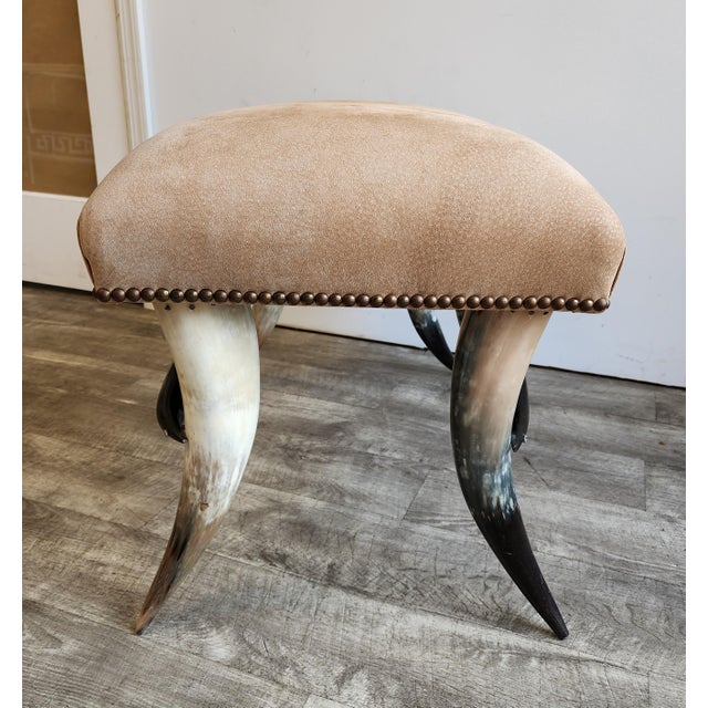 Mid 20th Century Hollywood Regency Steer Horn Bench/Ottoman - Manner of Anthony Redmile For Sale - Image 9 of 9
