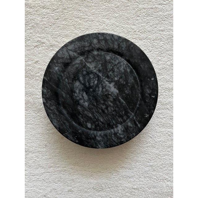 Black & White Marble Canister With Lid and Matching Dish/Ashtray, Etched Procession of Horses, Chariots, Robed Men For Sale - Image 11 of 11