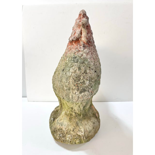 Vintage Moss-Covered Terracotta Rooster Garden Sculpture For Sale In Louisville - Image 6 of 10