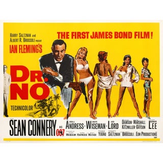 James Bond "Dr. No" Original Vintage British Quad Movie Poster, 1962 For Sale