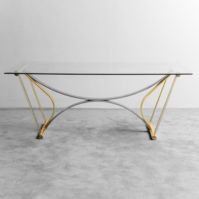 Rectangular Glass and Metal Dining Table, 1970s For Sale - Image 6 of 14